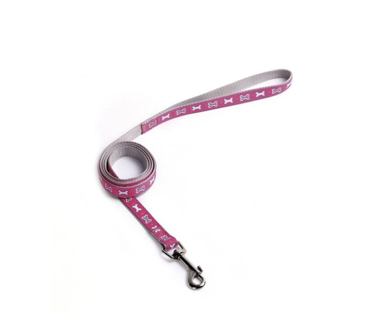 GUINZAGLIO CON OSSICINI ROSA TAGLIA L