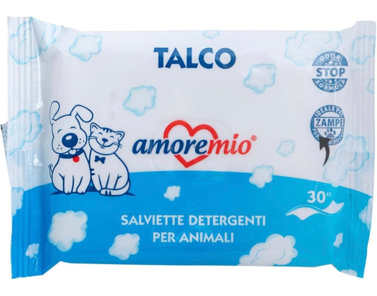 SALVIETTE DETERGENTI PER CANI E GATTI 30 PEZZI PROFUMAZIONE TALCO