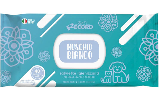 SALVIETTE IGIENIZZANTI CANI E GATTI 40 PEZZI PROFUMAZIONE MUSCHIO BIANCO