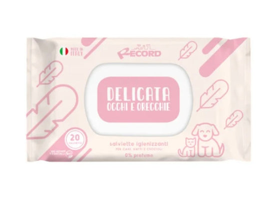 SALVIETTE DELICATE OCCHI E ORECCHIE CANI E GATTI 20 PEZZI
